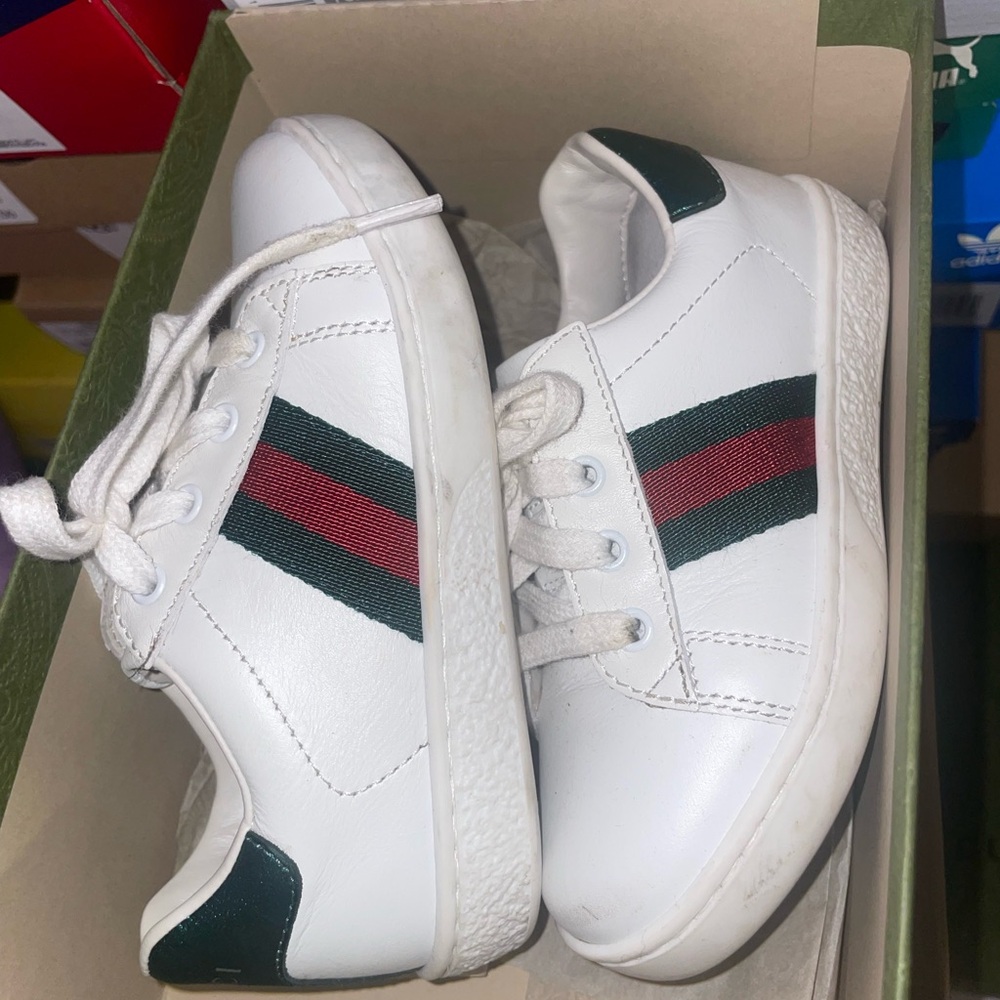 Kids White and Green Sneakers